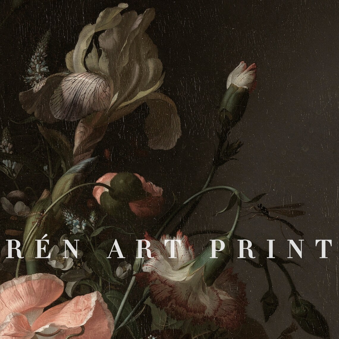 Moody Flower Painting, Vintage Dark Floral Art Print - Image 3