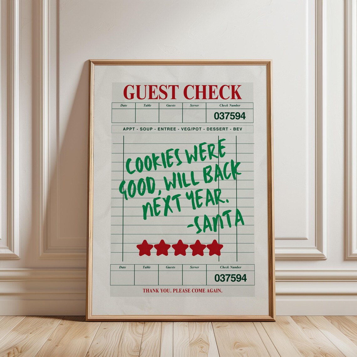 Santa Guest Check Cookies Review Funny Christmas Humor Poster