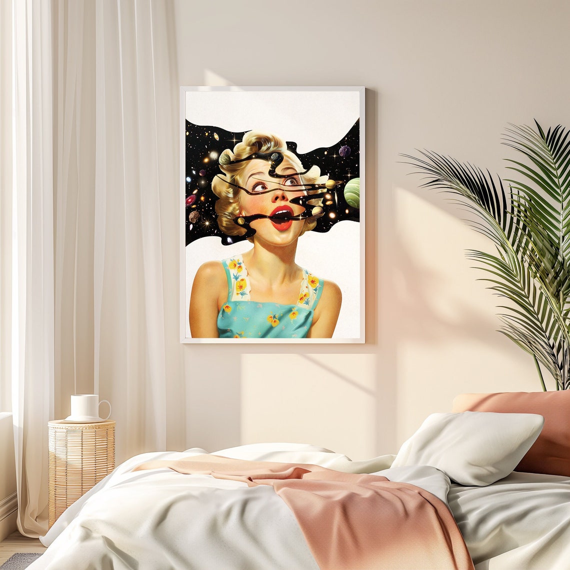 Mindscapes Retro Woman Cosmic Galaxy Head Surreal Space Art Poster