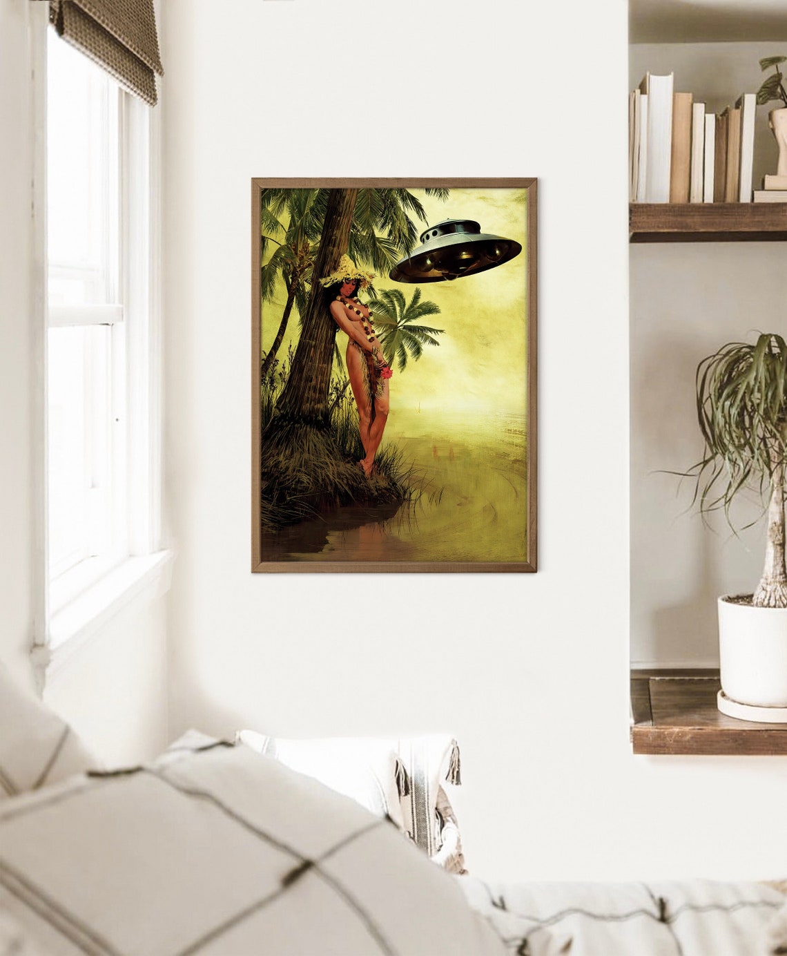Pleasure Island Retro Pin Up UFO Tropical Beach Fantasy Wall Art