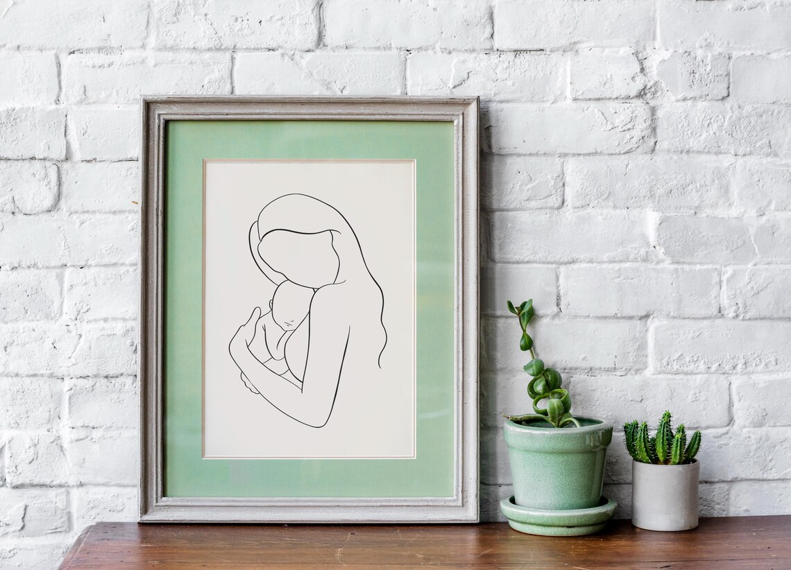 Mother And Child Minimalist Nordic Nursery Art Print - Image 2