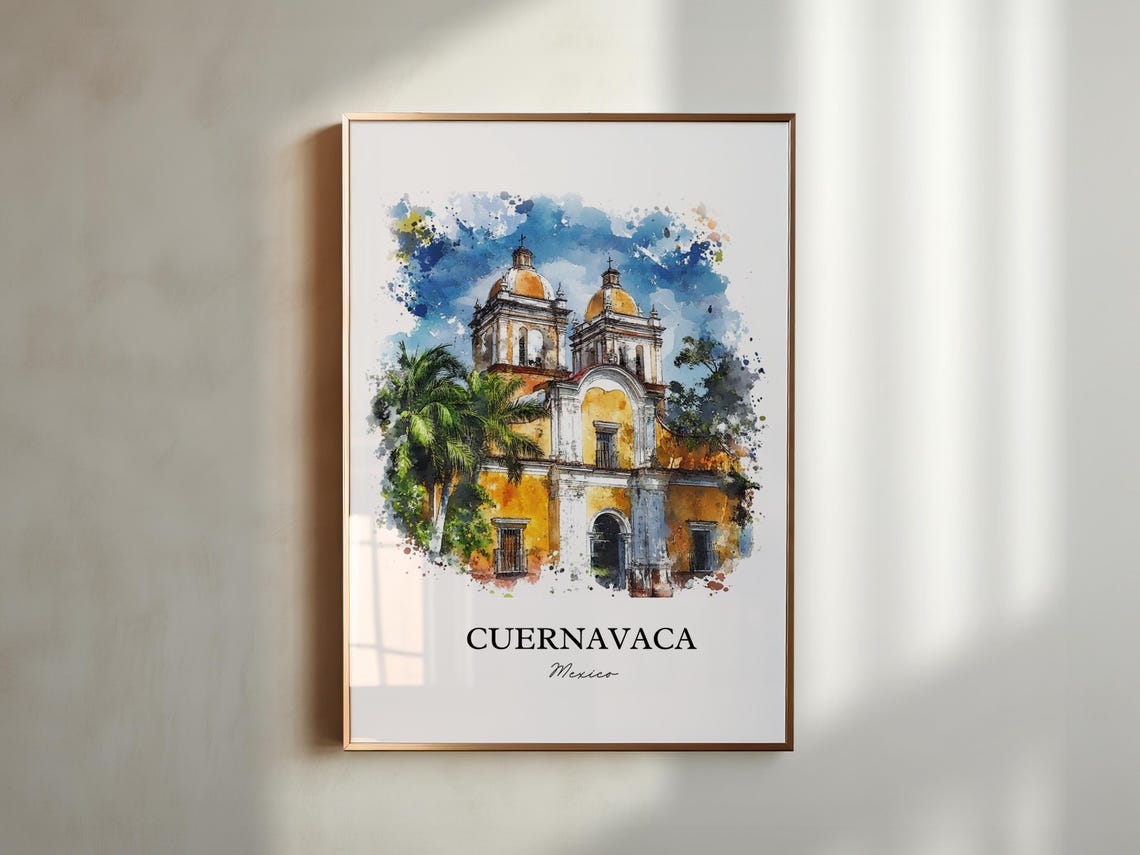 Cuernavaca Wall Art Morelos State Mx Print Mexico Watercolor Gift Travel Poster Housewarming - Image 4