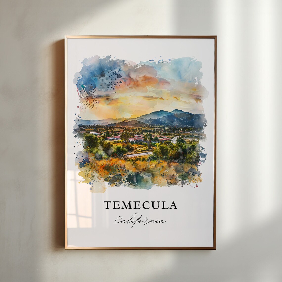 Temecula Watercolor Travel Poster, Riverside Cty