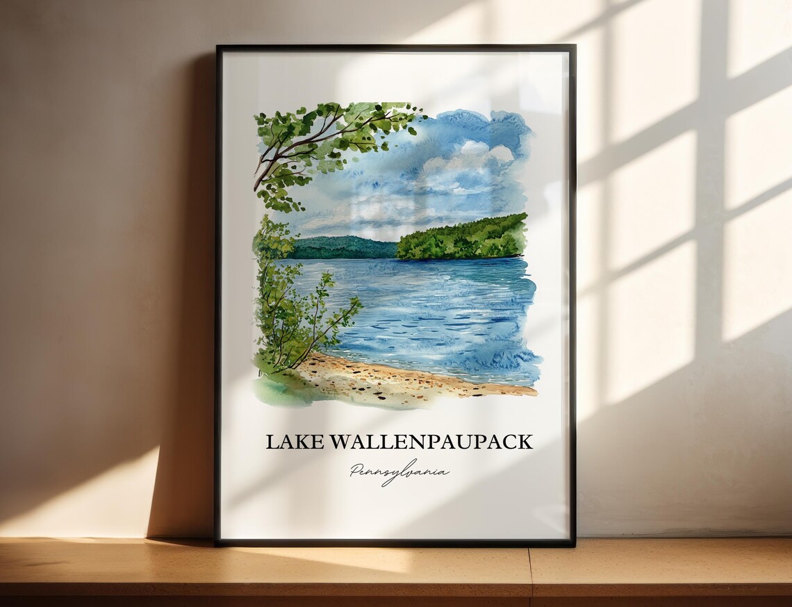 Lake Wallenpaupack Pennsylvania Lakeside Watercolor Art Poster