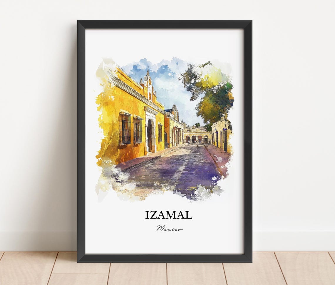 Izamal Mexico Wall Art Yucatn Print Watercolor Gift Travel Poster Housewarming - Image 2