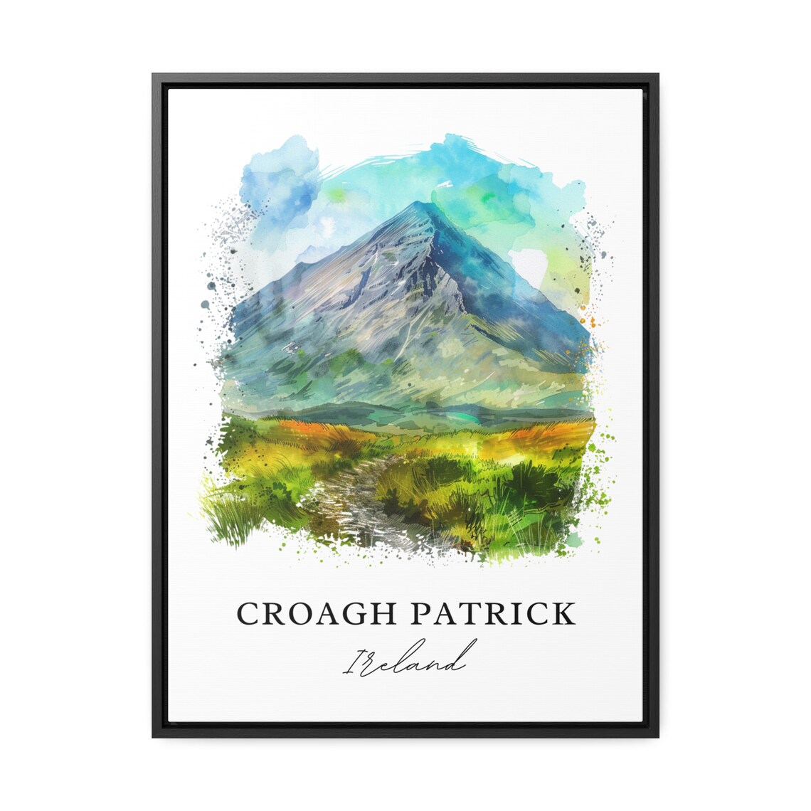 Croagh Patrick Ireland Mountain Peak Hiking Watercolor Poster - Image 3