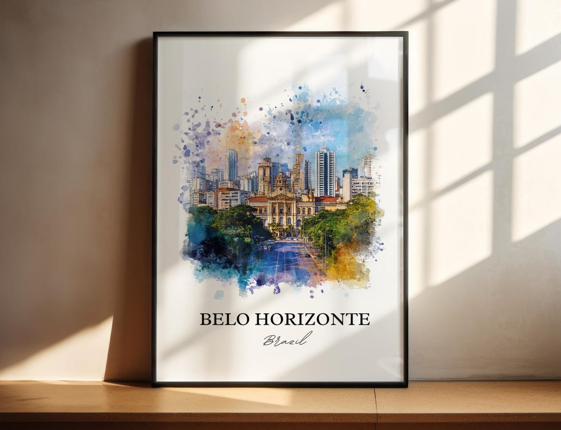 Belo Horizonte Brazil City Skyline Watercolor Urban View Poster