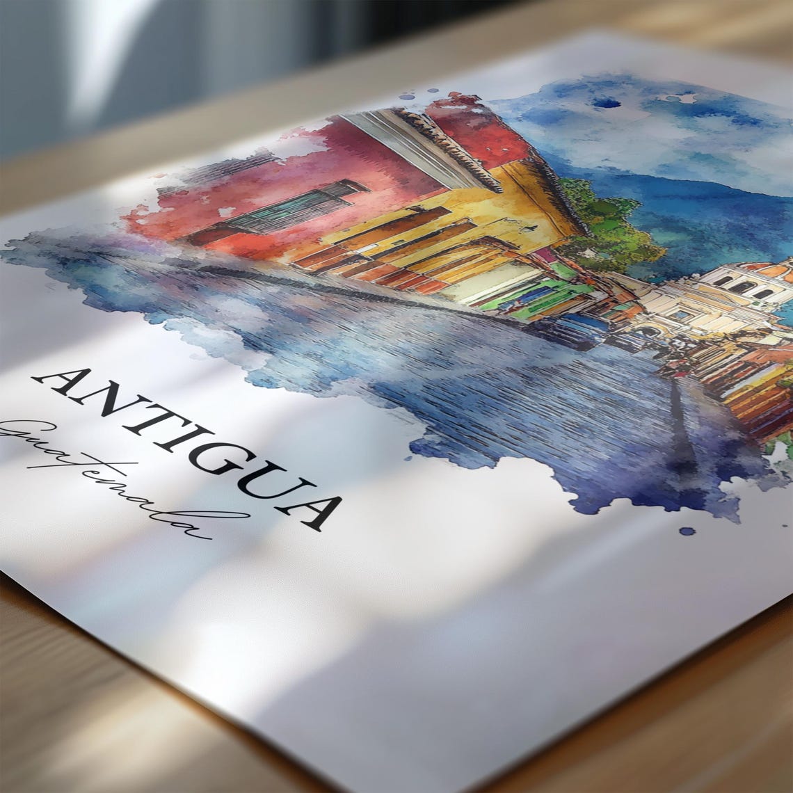 Antigua Guatemala Wall Art La Print Watercolor Gift Travel Poster Housewarming - Image 6