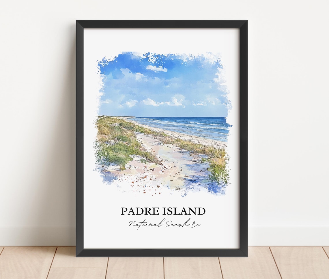 Padre Island National Seashore Texas Beach Dunes Watercolor Poster - Image 3