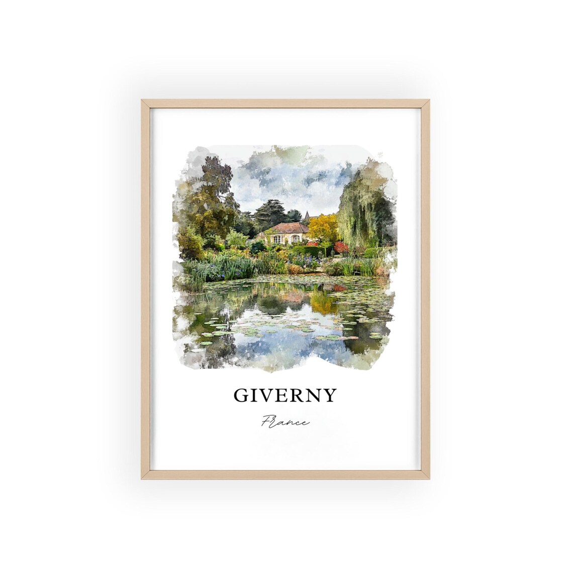 Giverny France Monet Water Lily Garden Watercolor Travel Poster - Image 2