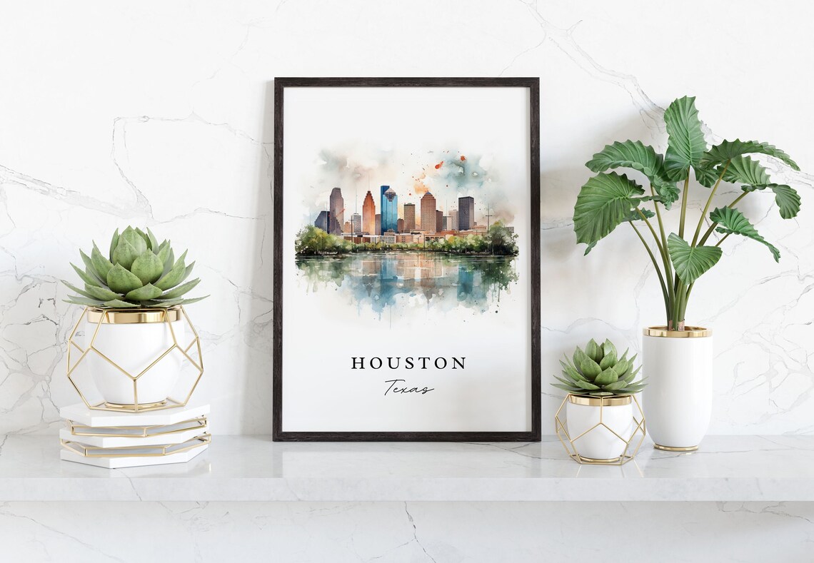 Houston Traditional Travel Poster, Texas City Art