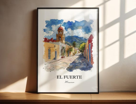 El Fuerte Mexico Wall Art Sinaloa Print Watercolor Gift Travel Poster Housewarming