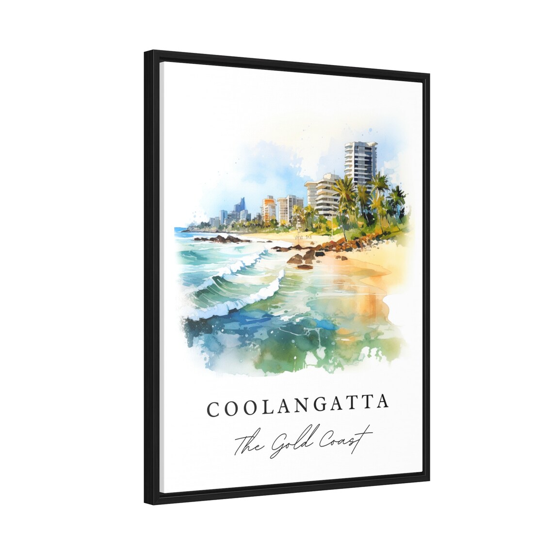 Coolangatta Gold Coast Beach Surf Waves Watercolor Art Poster - Image 2