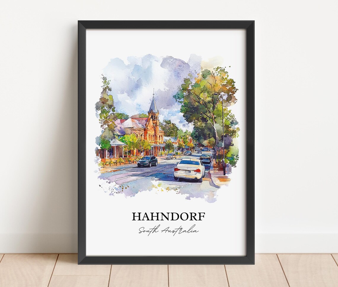 Hahndorf South Australia Village Street Watercolor Art Print - Image 3