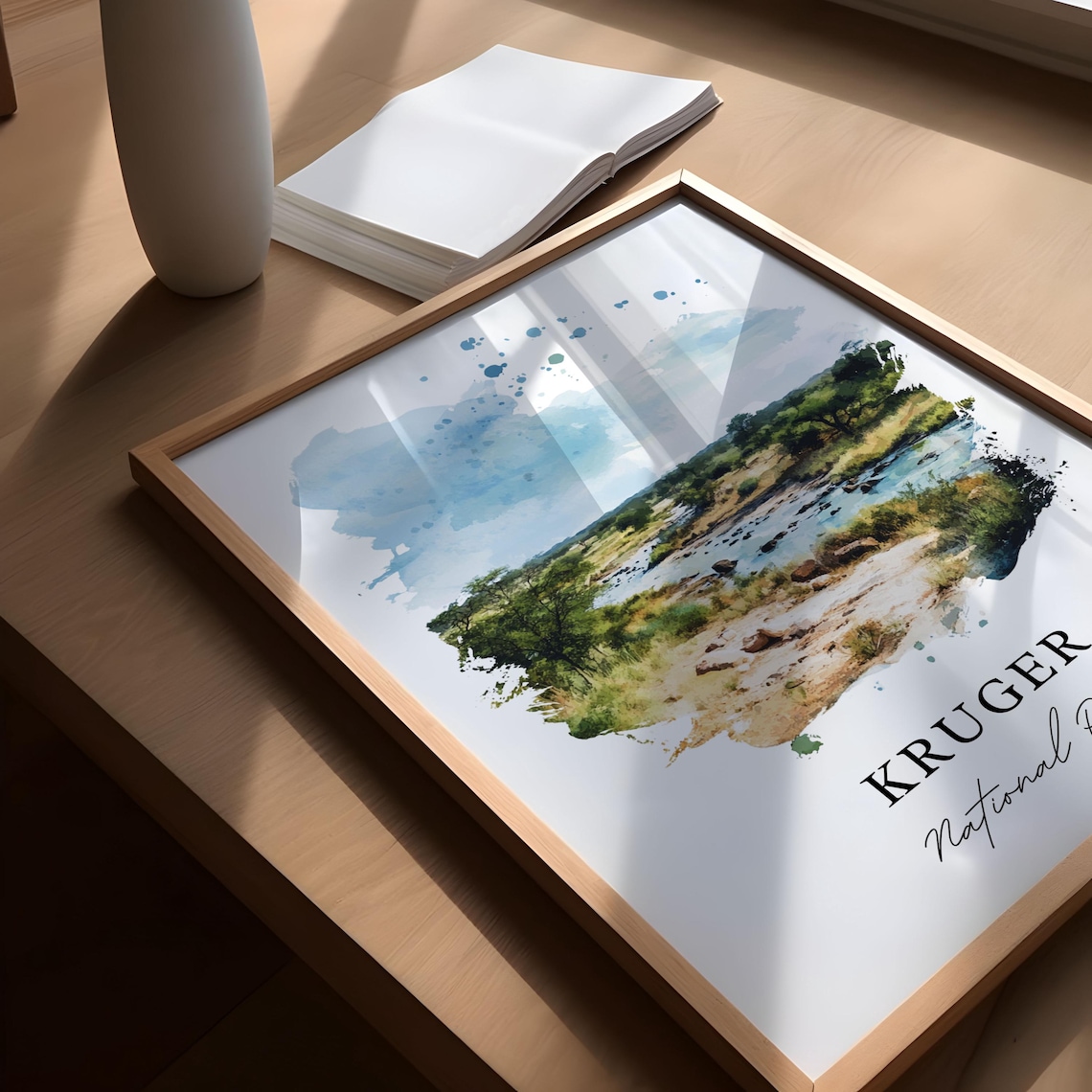 Kruger National Park Bushveld River Watercolor Safari Poster - Image 3