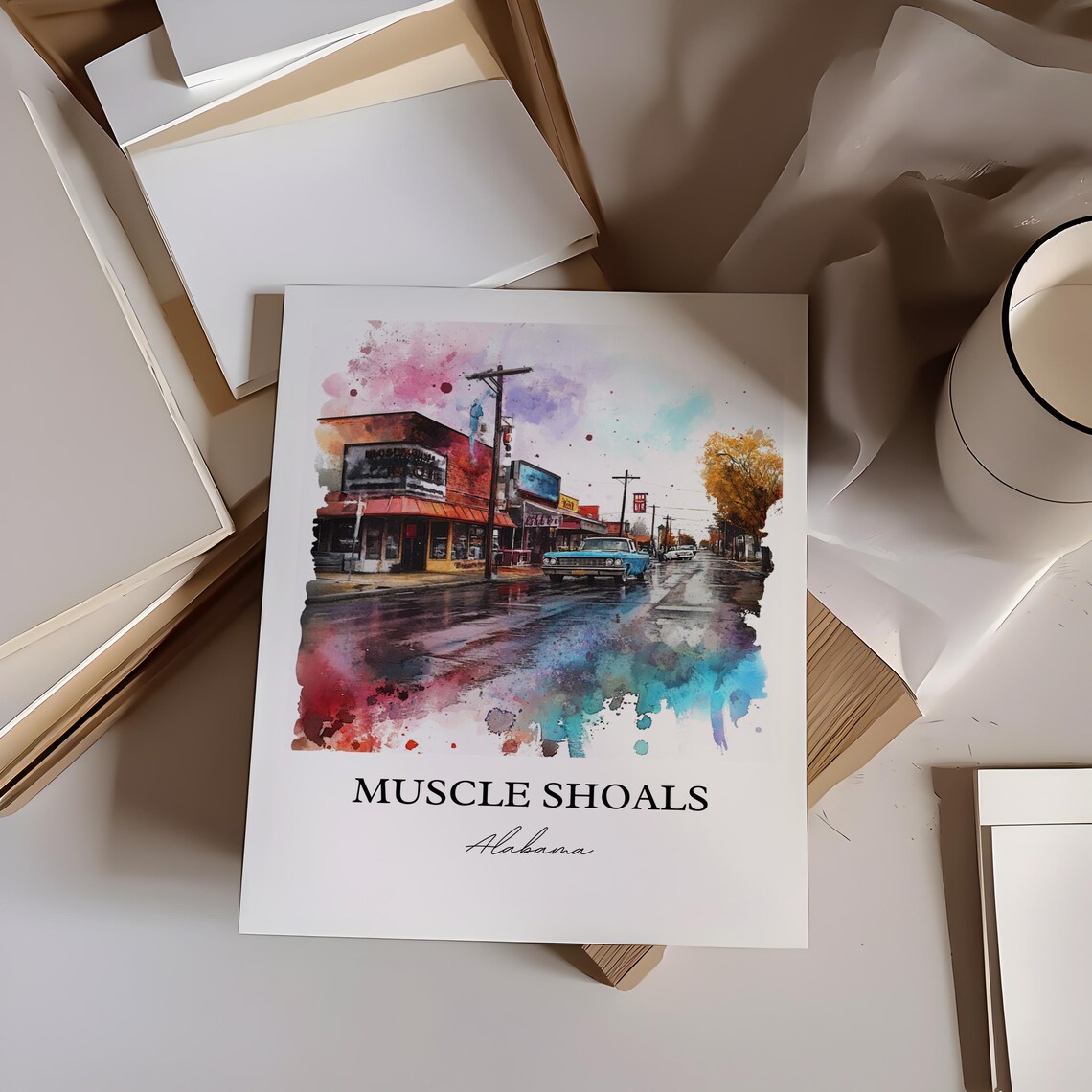 Muscle Shoals, Alabama Watercolor Travel Poster - Image 2
