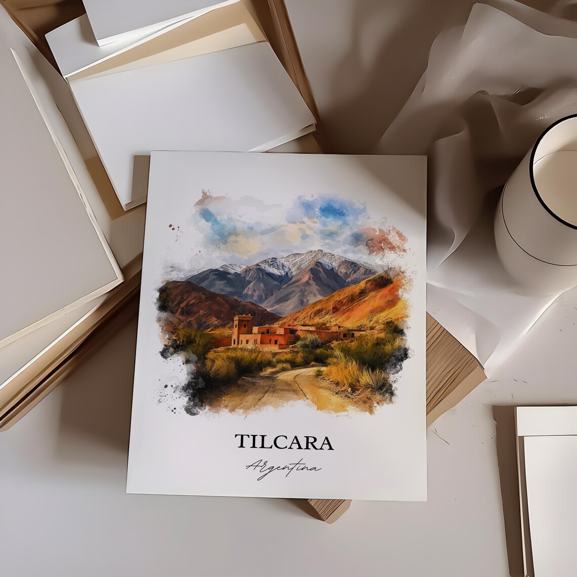 Tilcara Argentina Andean Village Watercolor Mountain Scene Poster - Image 2