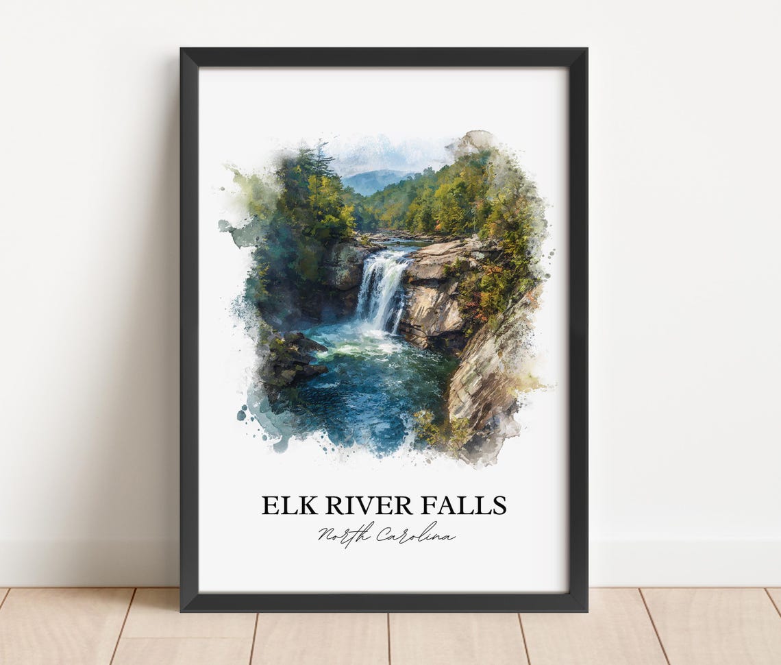 Elk River Falls Wall Art Avery County Print North Carolina Artwork Gift Travel Poster Housewarming - Image 2