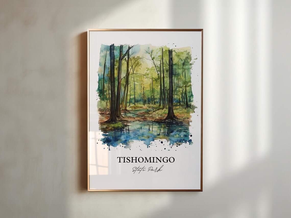 Tishomingo State Park Forest Creek Watercolor Nature Art Poster - Image 4
