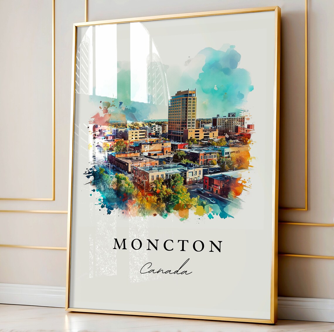 Moncton NB Canada Watercolor Downtown Skyline Cityscape Poster - Image 4