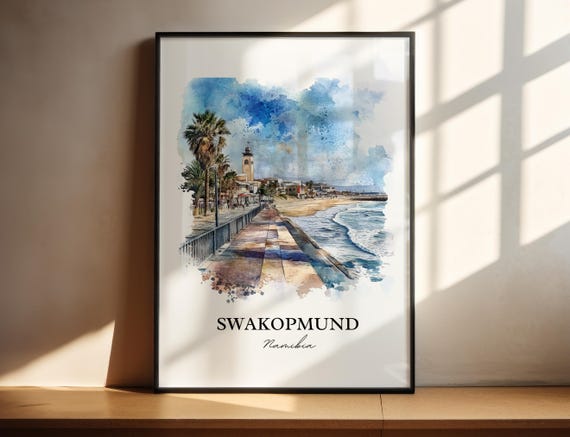 Swakopmund Wall Art Namibia Print Watercolor Gift Travel Poster Housewarming