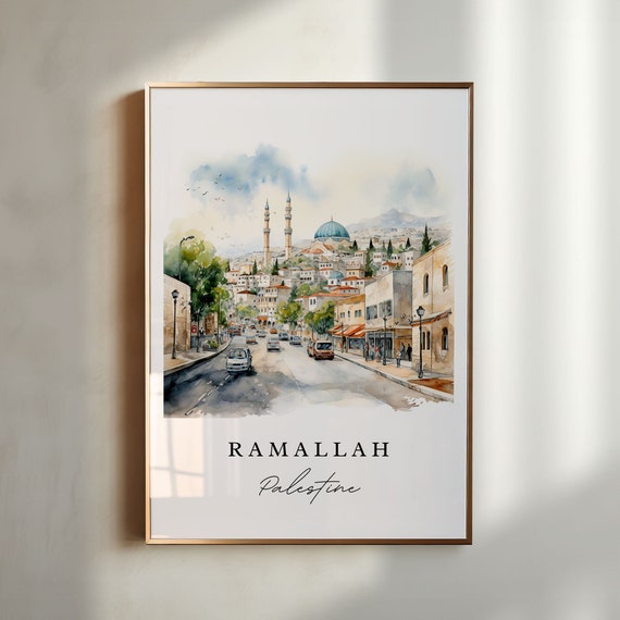 Ramallah Traditional Wall Art Poster, Custom Text