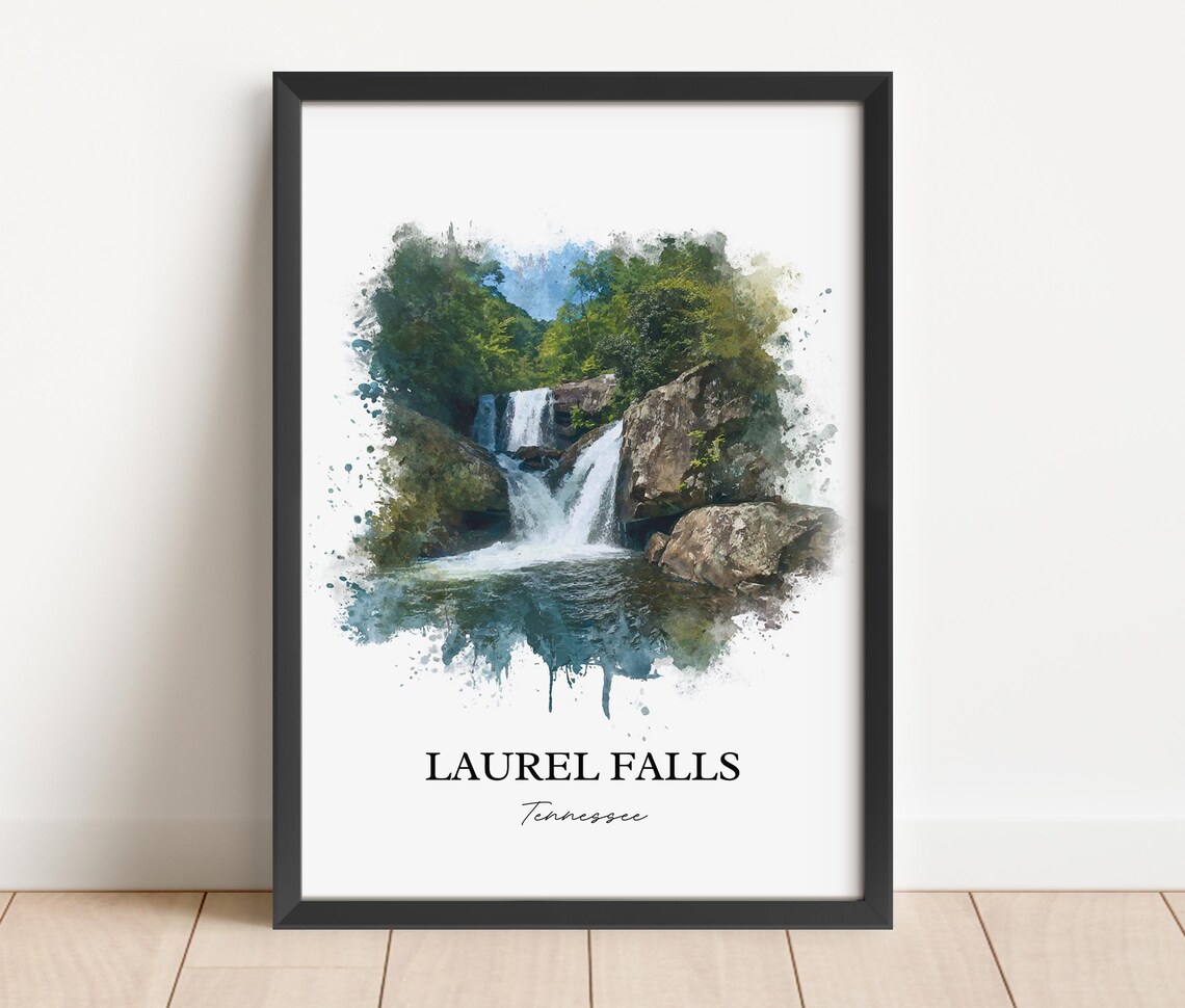 Laurel Falls Tennessee Smoky Mountain Forest Cascade Travel Poster - Image 2