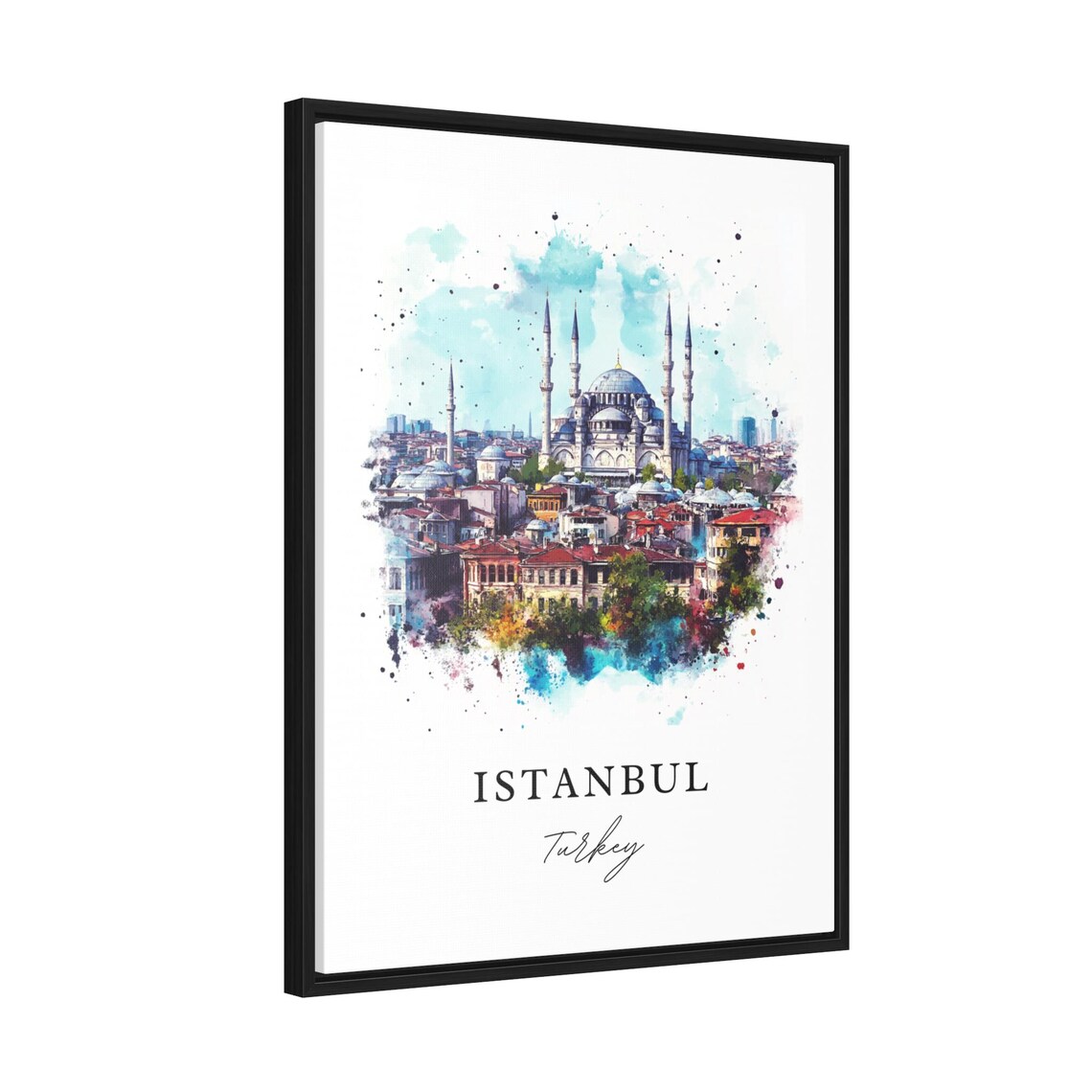 Istanbul Turkey Watercolor Grand Mosque Old City Domes Poster - Image 2