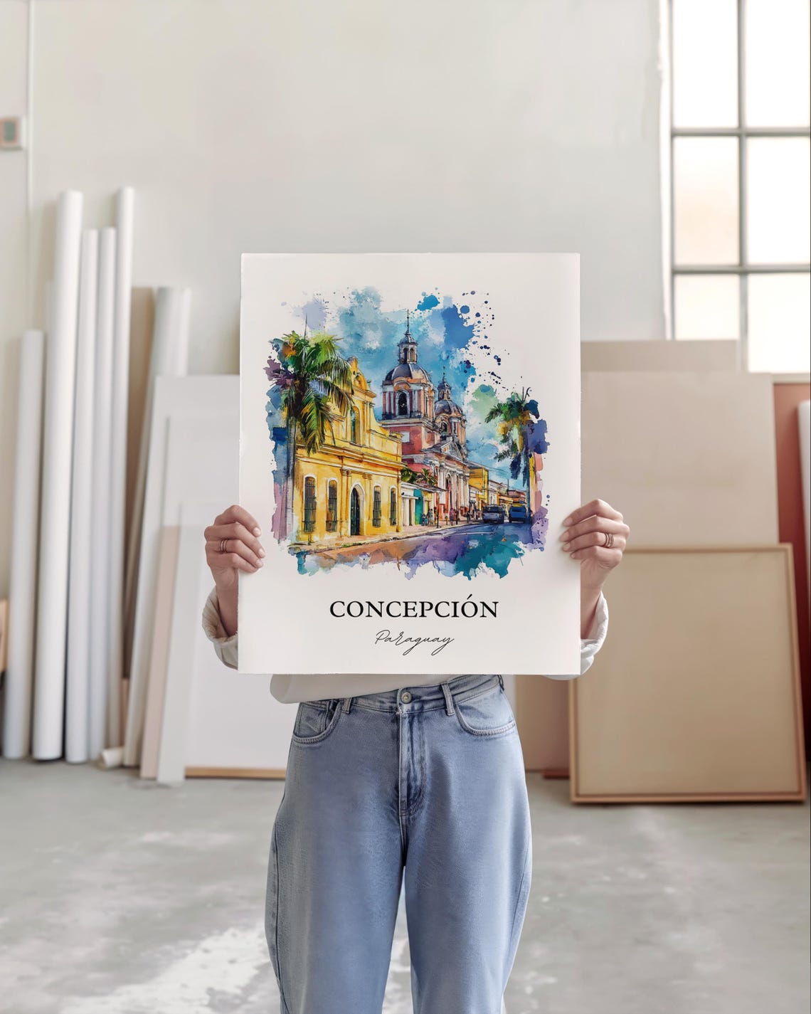 Concepcin Paraguay Wall Art River Print Watercolor Gift Travel Poster Housewarming - Image 6
