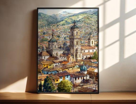 Loja Ecuador Watercolor Art Travel Print Artwork Decor Wall