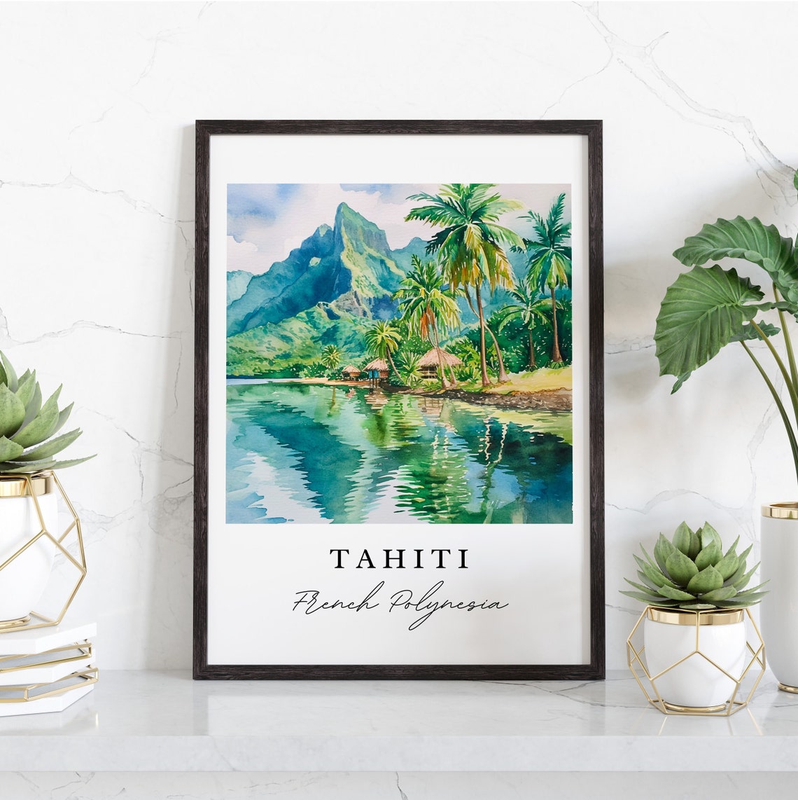 Tahiti French Polynesia Travel Poster, Custom Text - Image 4