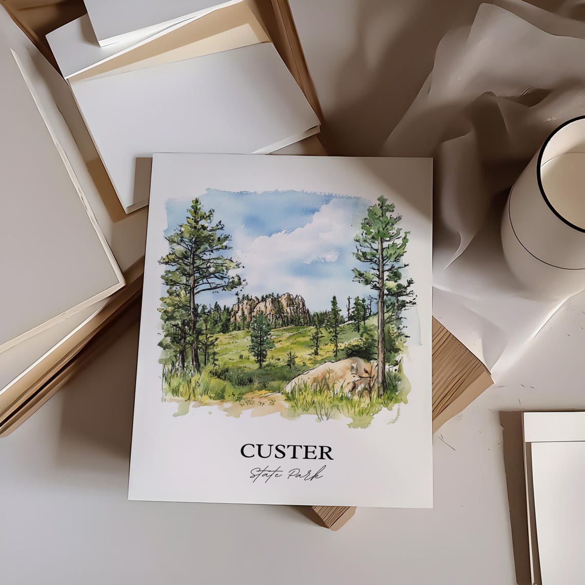 Custer State Park South Dakota Scenic Pine Forest Trail Art Poster - Image 4