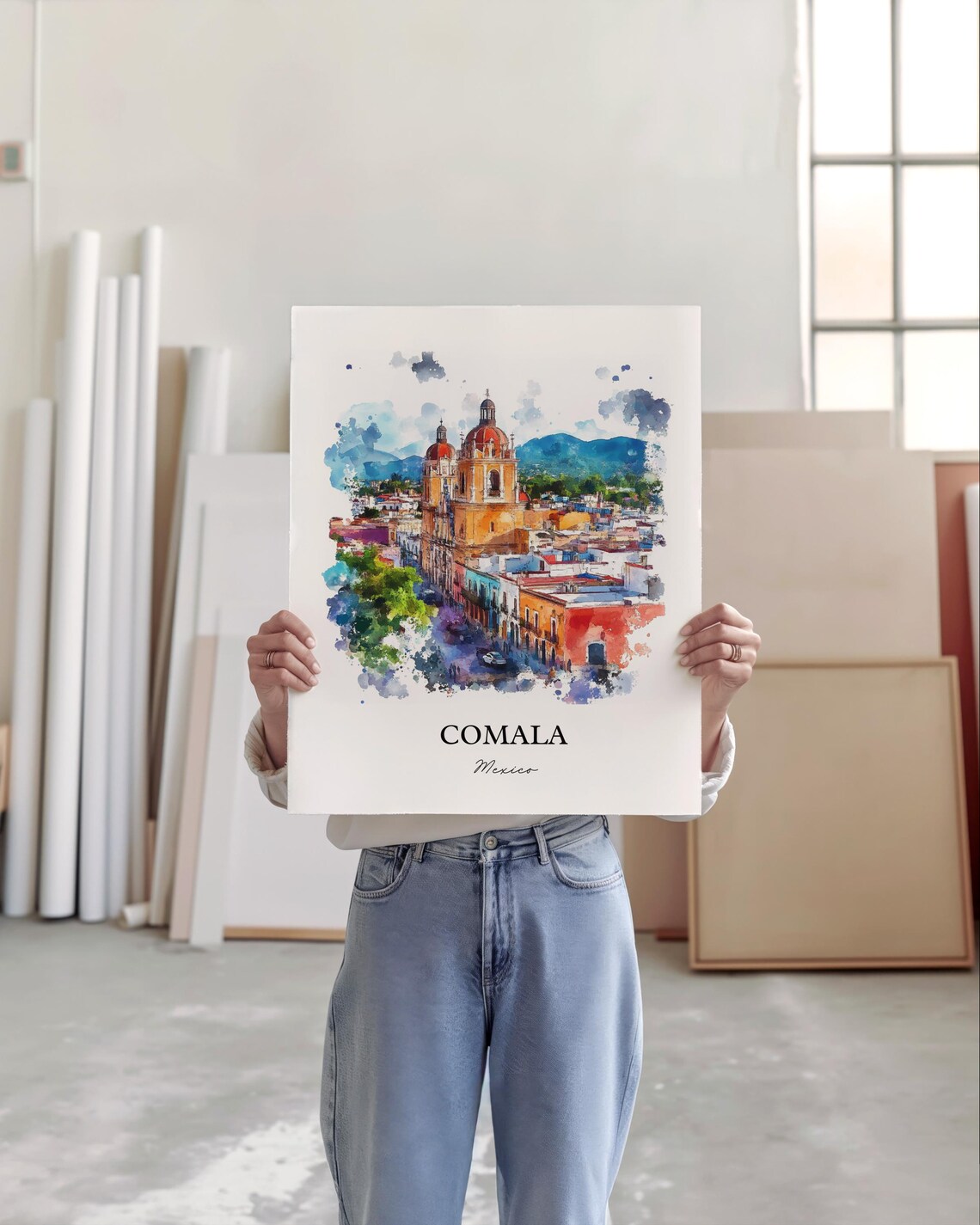 Comala Mexico Vibrant Colonial Town Domed Church Colorful Poster - Image 4
