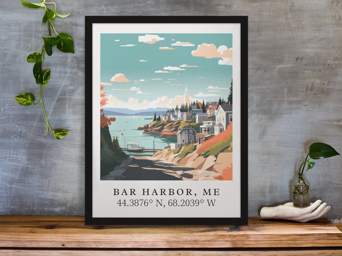 Bar Harbor Traditional Travel Poster, Maine Art Print