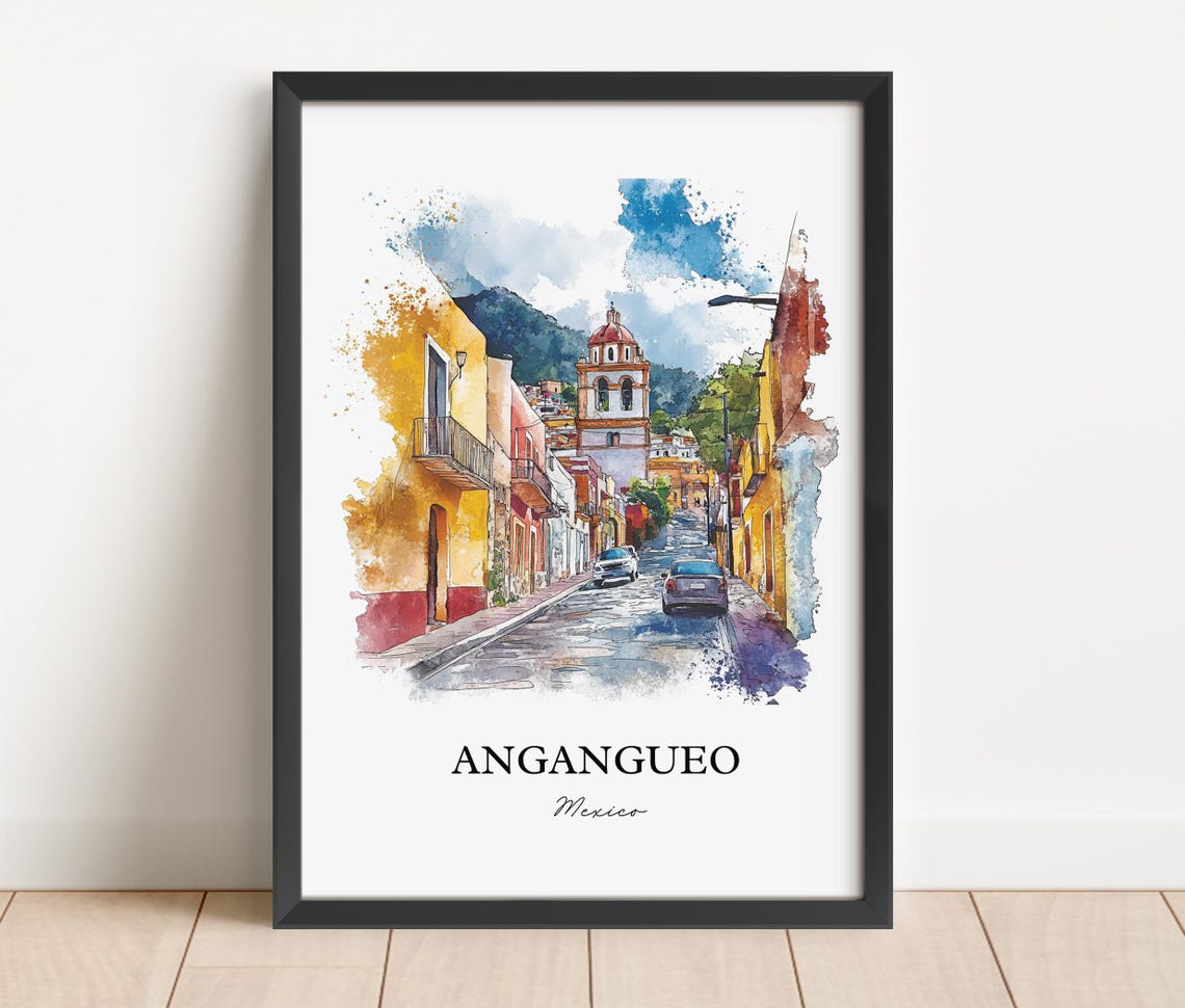 Angangueo Wall Art Michoacn Print Mexico Watercolor Gift Travel Poster Housewarming - Image 5