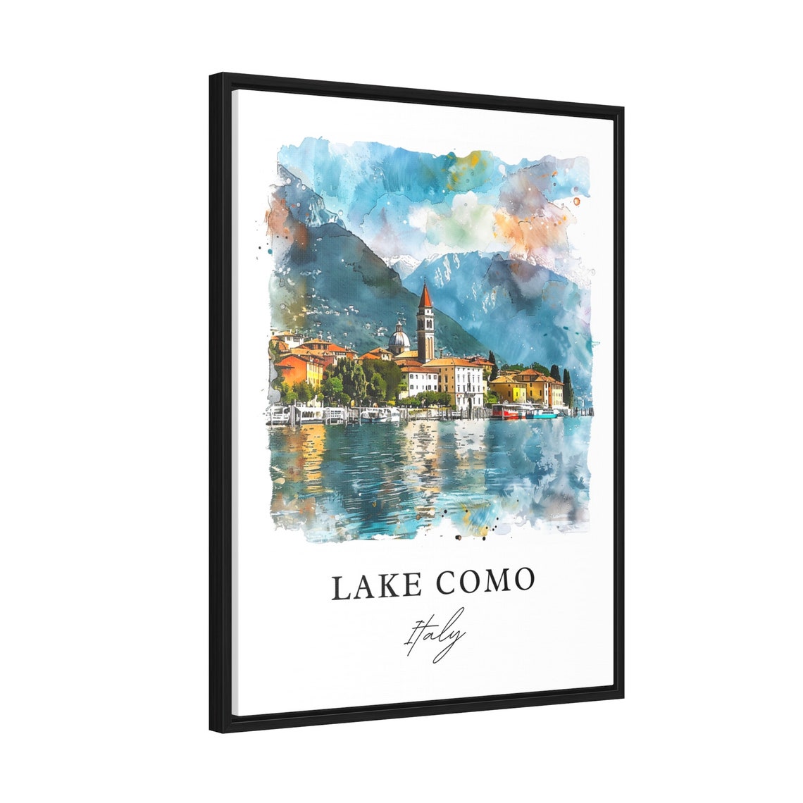 Lake Como Italy Watercolor Travel Poster Art Print - Image 2