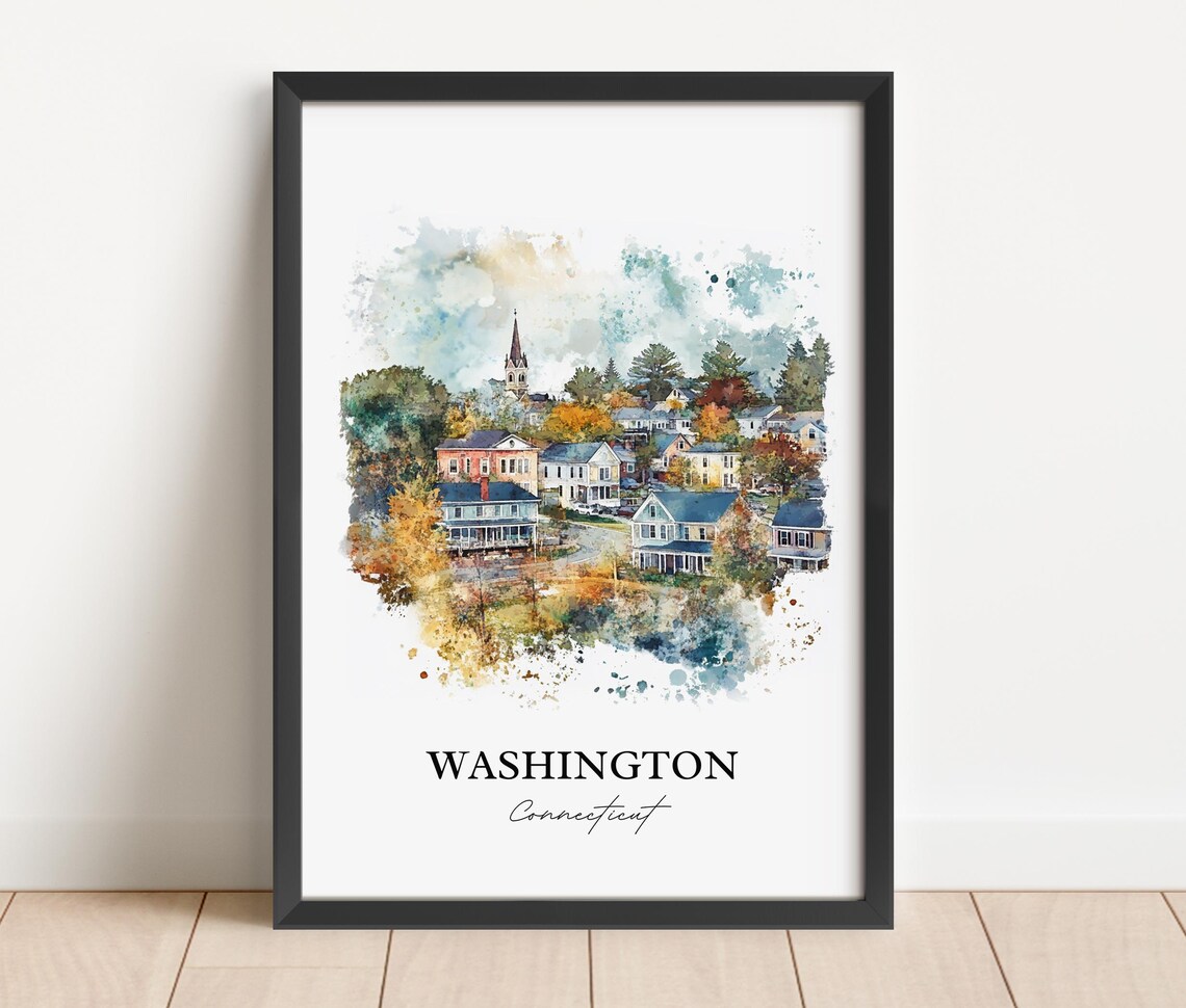 Washington Connecticut Village Spire Watercolor Travel Gift Poster - Image 5