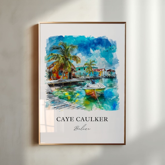 Caye Caulker Belize Travel Poster, Housewarming Gift