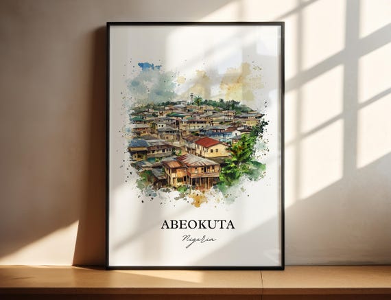 Abeokuta Wall Art Ogun State Nigeria Print Watercolor Gift Travel Poster Housewarming