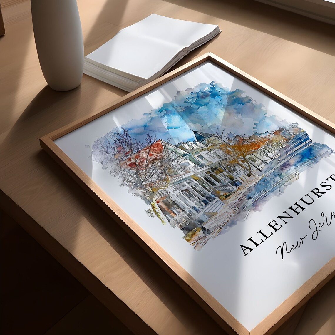 Allenhurst New Jersey Victorian Streetscape Watercolor Poster - Image 5