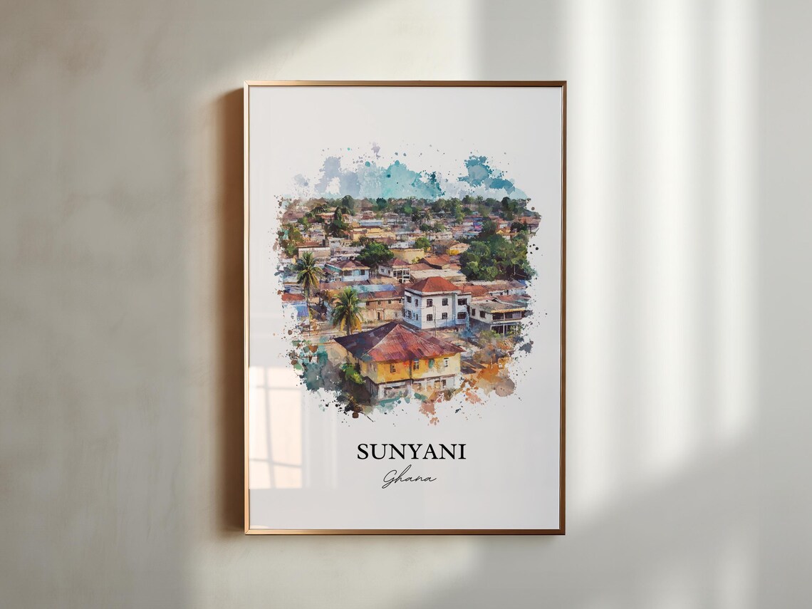 Sunyani Ghana Watercolor Cityscape Travel Souvenir Art Poster - Image 6