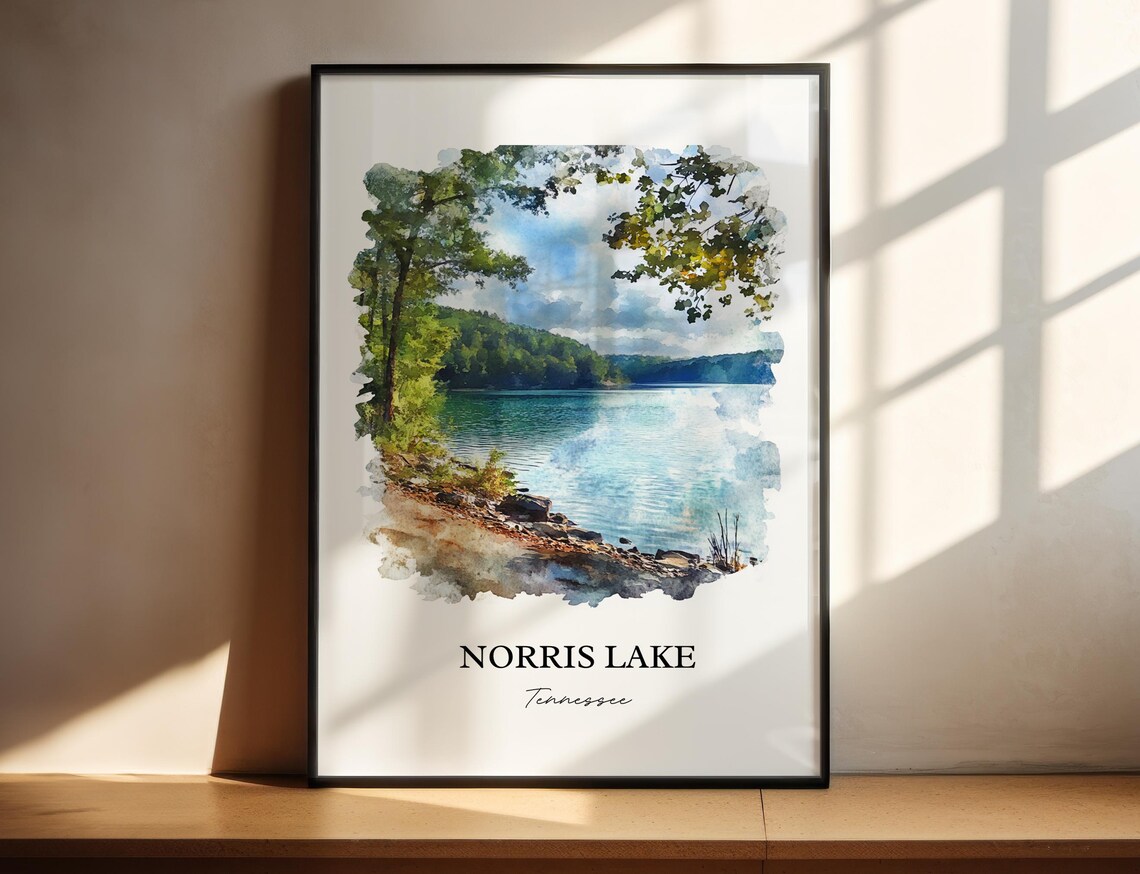 Norris Lake Tennessee Peaceful Cove Watercolor Lakeside Art Poster
