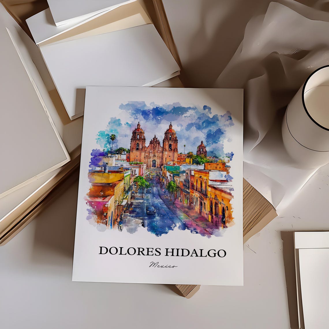 Dolores Hidalgo Watercolor Travel Poster, Guanajuato - Image 2