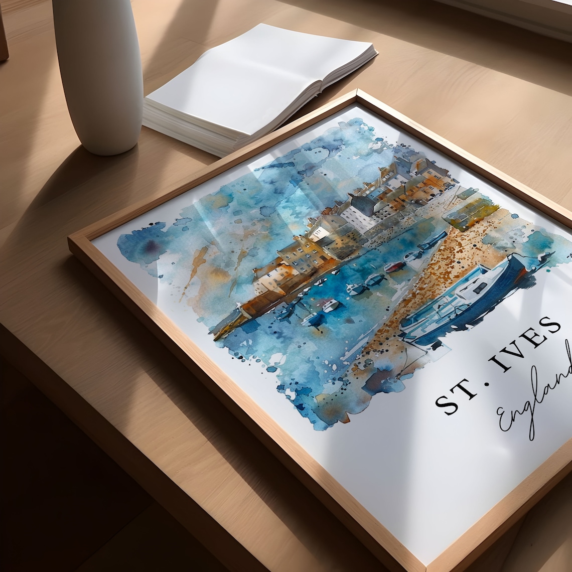 St. Ives England Harbor Watercolor Minimalist Travel Art Poster - Image 5