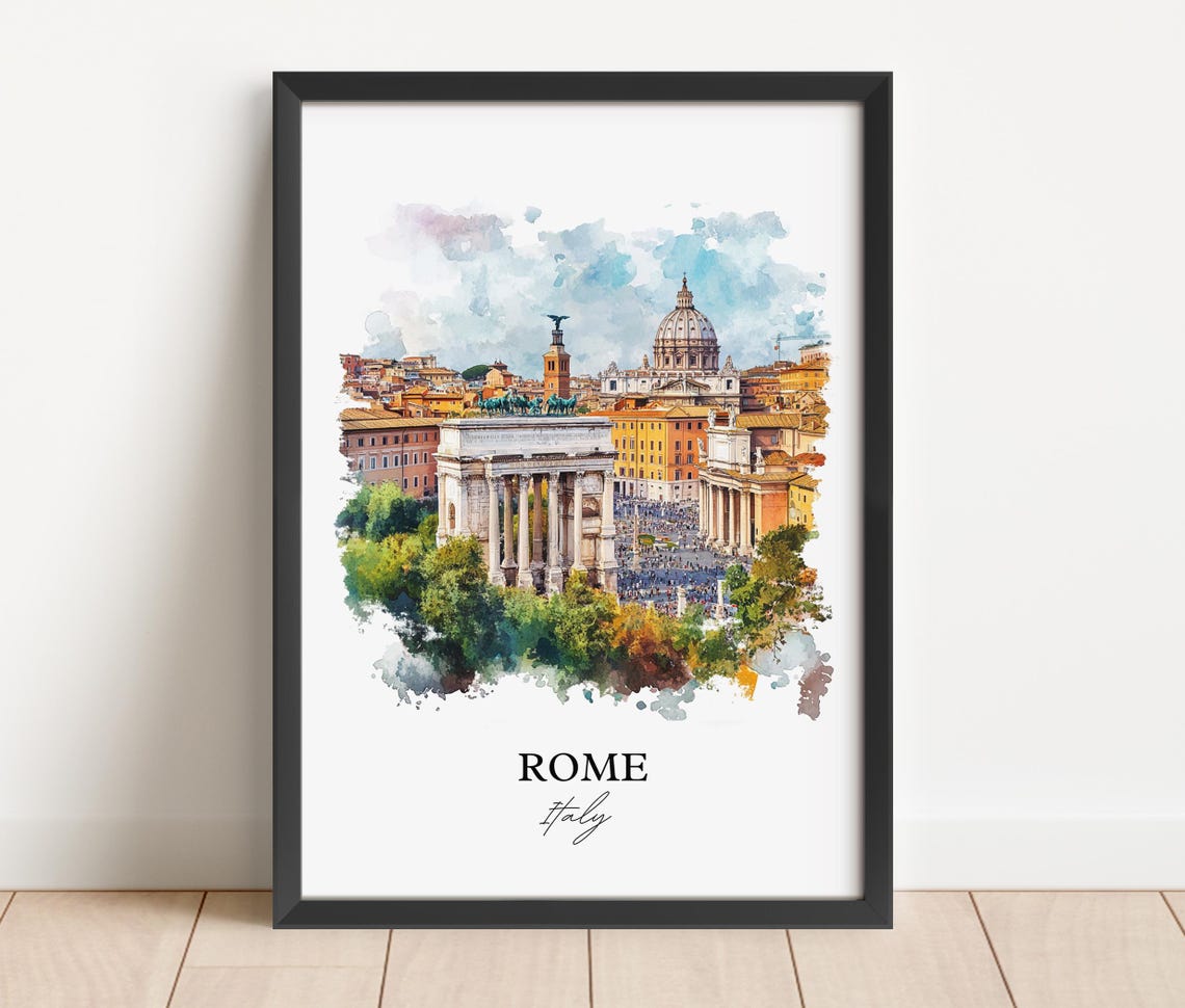 Rome Italy Watercolor Travel Poster, Housewarming - Image 3