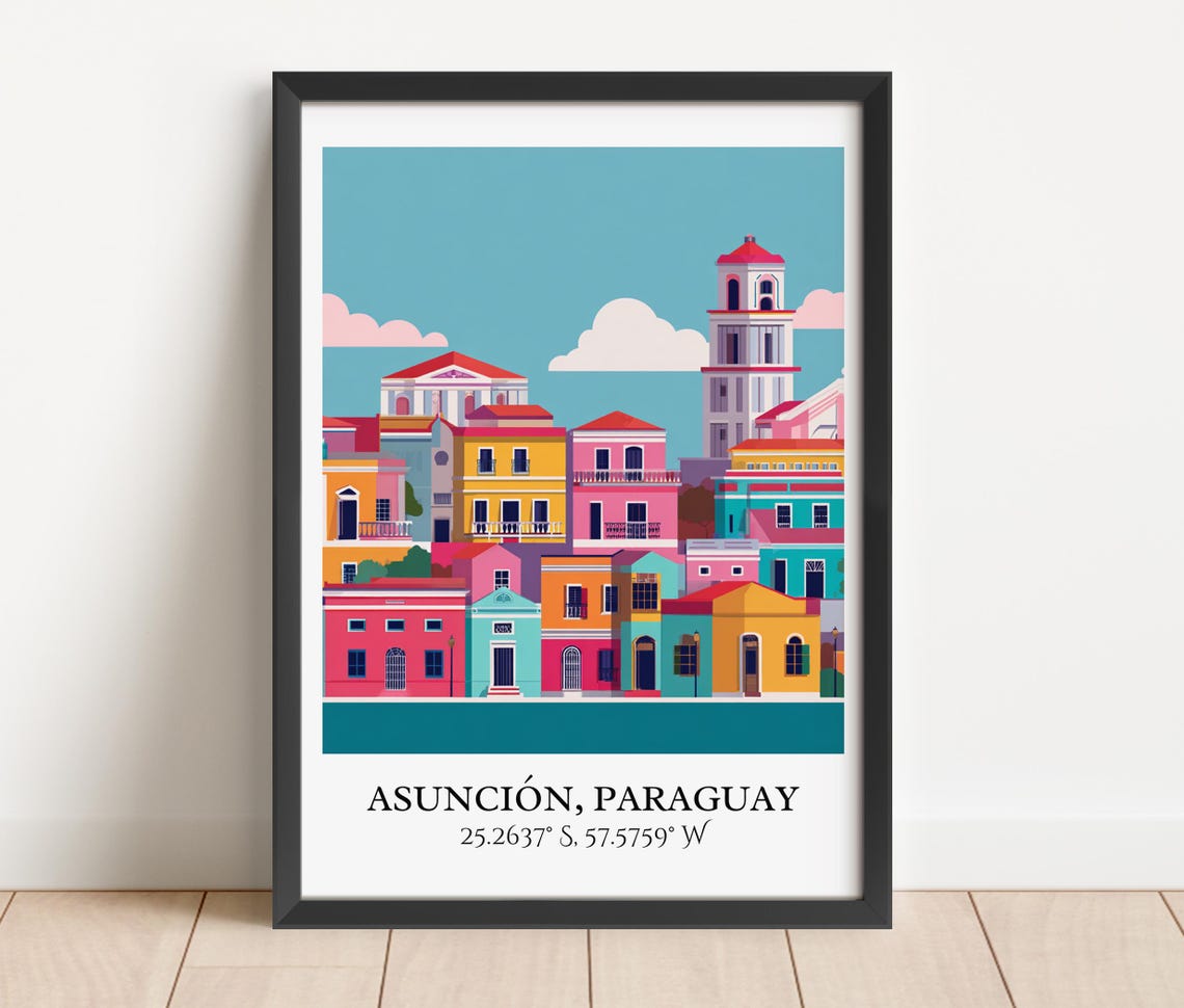 Asuncin Art Retro Travel Paraguay Home Decor Gift Prints Housewarming - Image 4