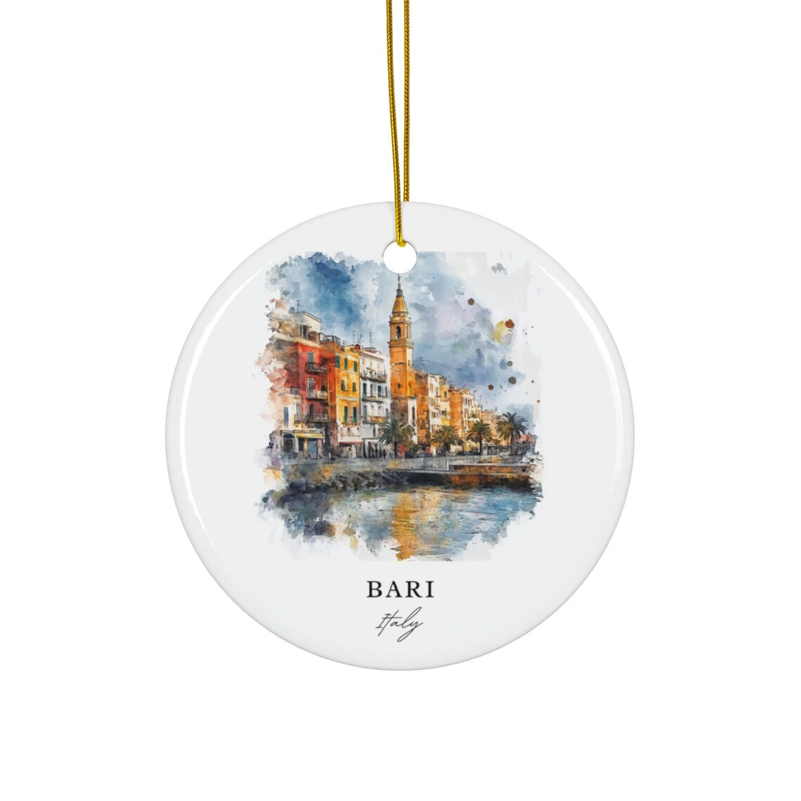 Bari Italy Christmas Ornament Travel Poster