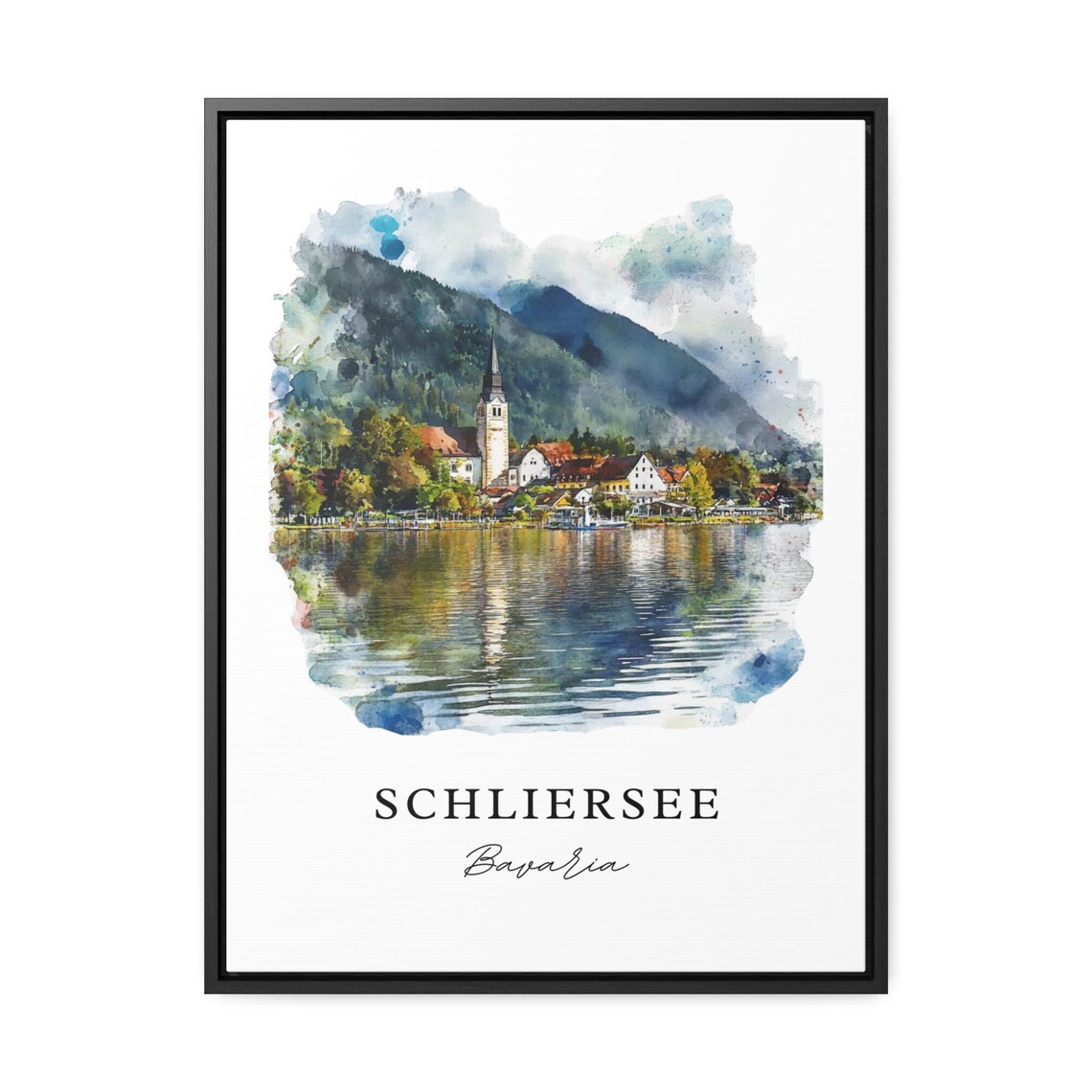 Schliersee Bavaria Alpine Lake Village Watercolor Travel Poster - Image 3