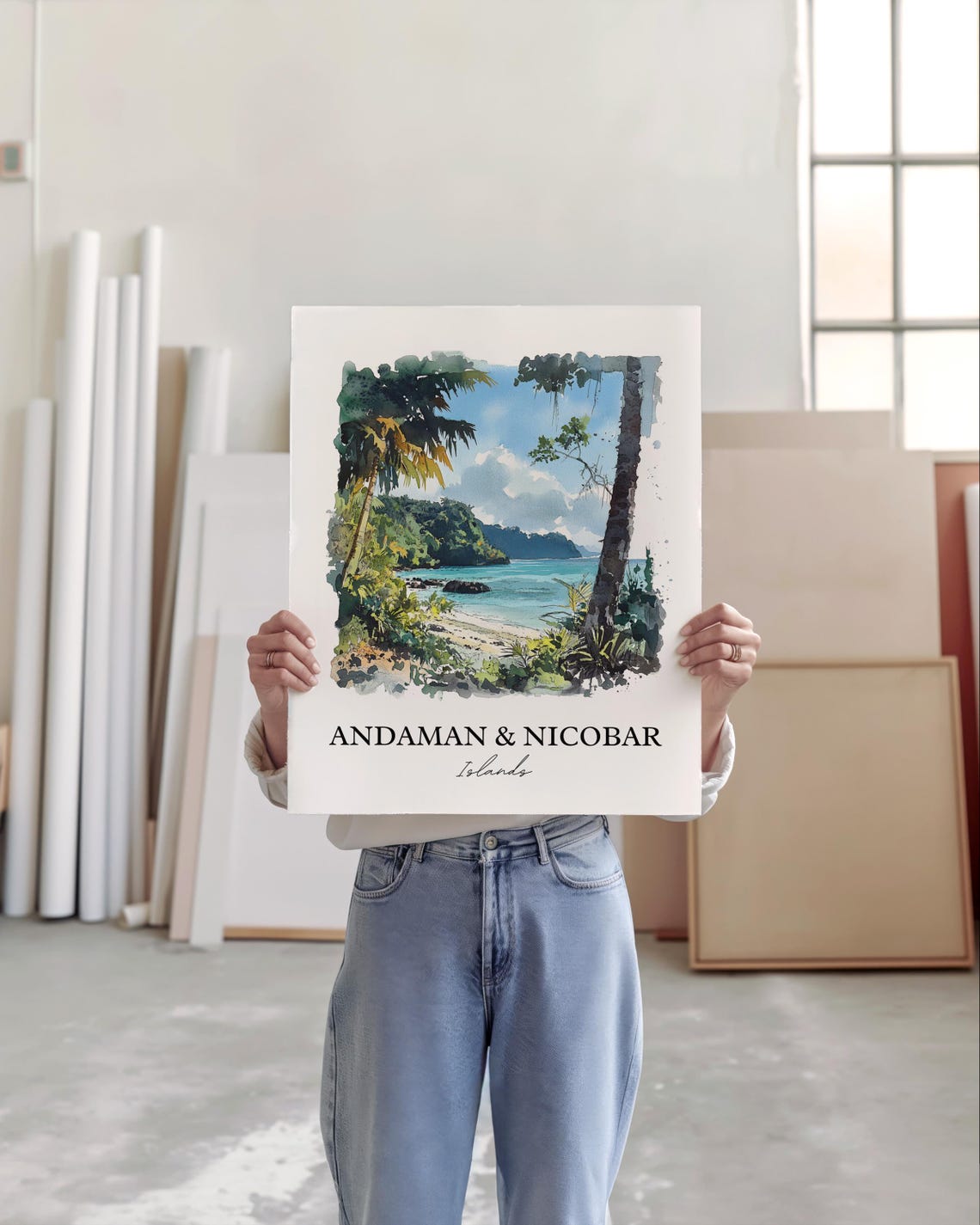 Andaman Nicobar Islands Watercolor Tropical Beach Paradise Poster - Image 5