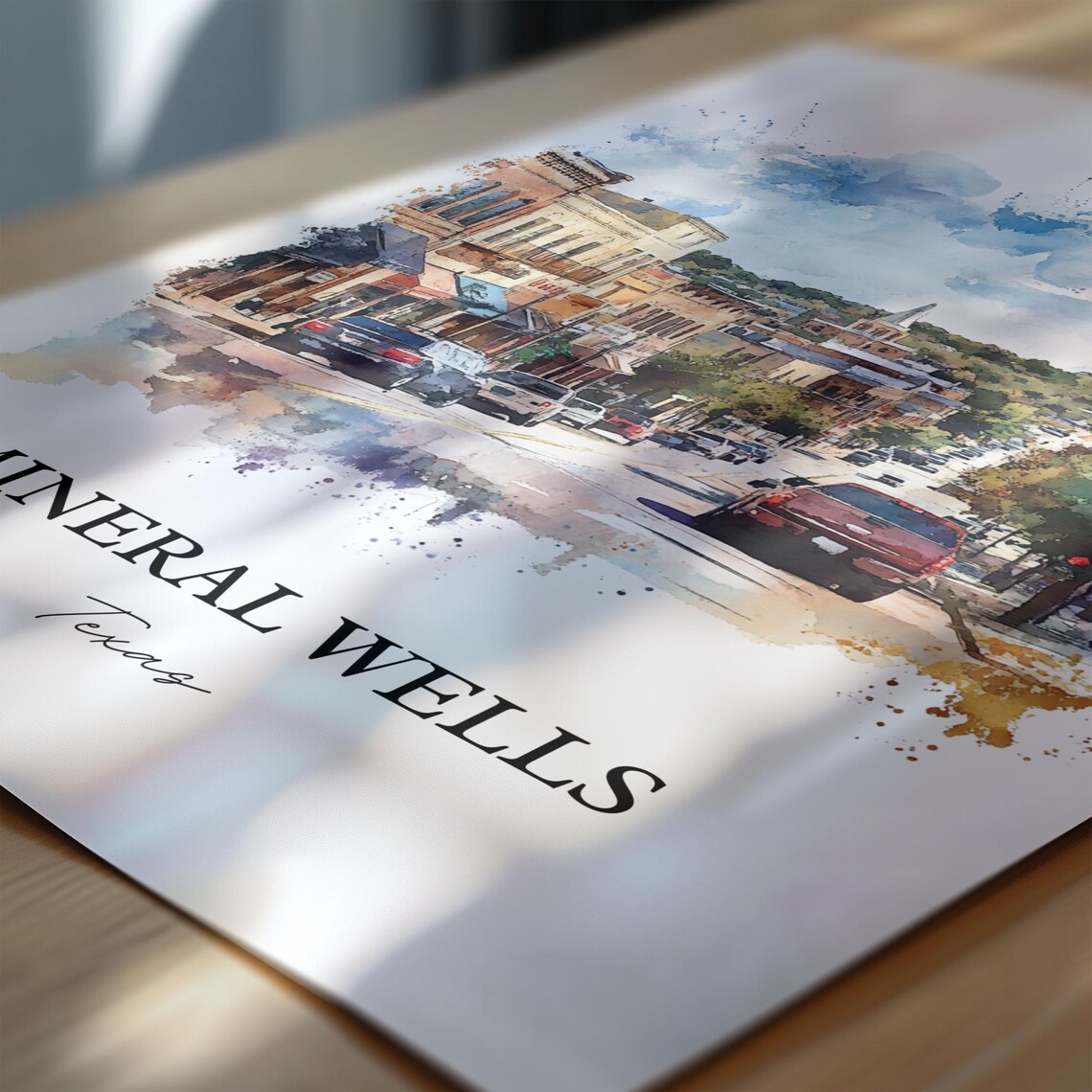Mineral Wells Texas Historic Downtown Watercolor Travel Gift Poster - Image 6